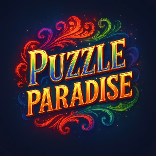 Das farbenfrohe Puzzle-Paradise-Logo mit Puzzleteilen